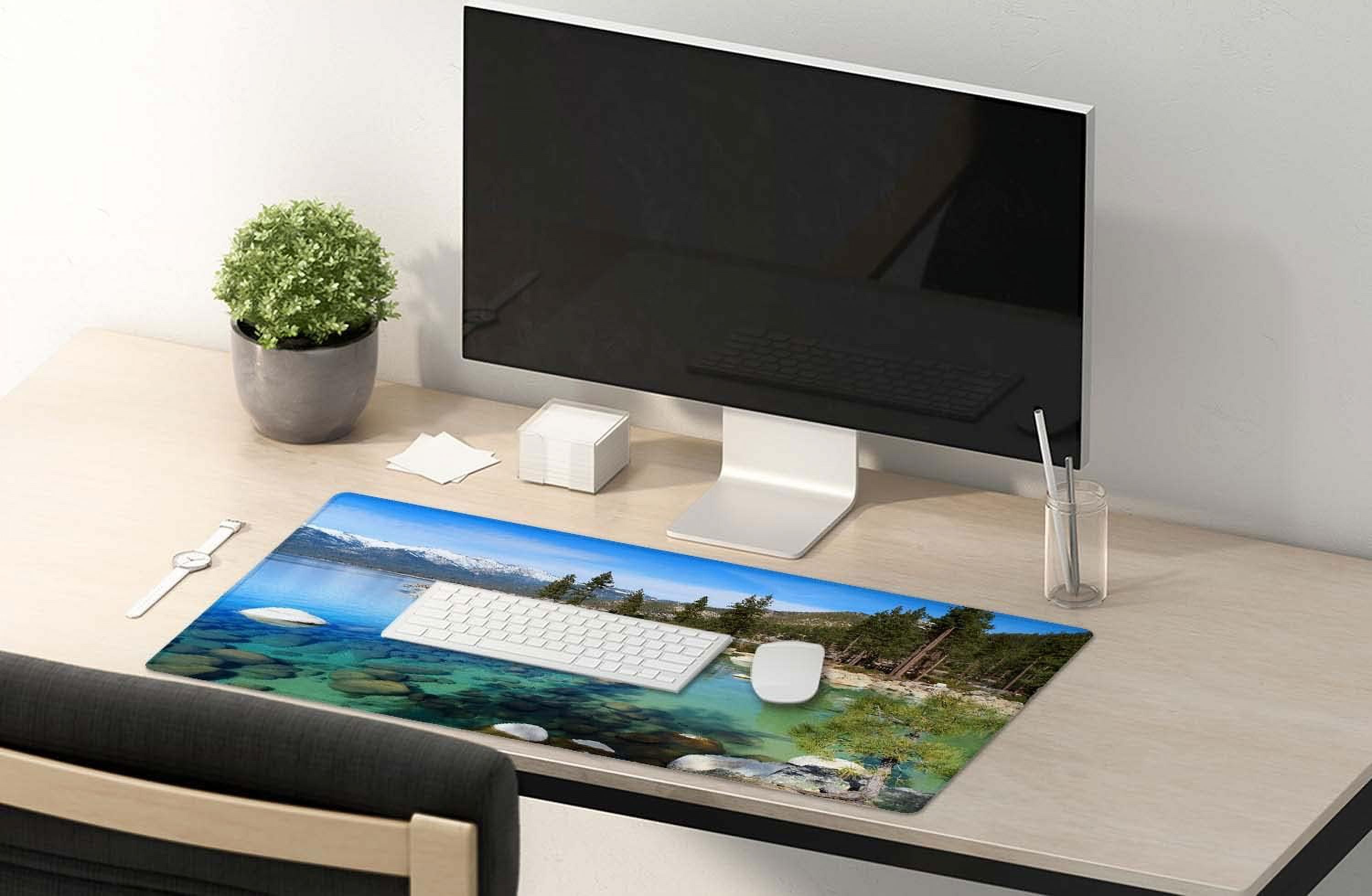 Extended Mouse Pad, XXL Gaming Mouse Pads, Large Big Mousepad Laptop Computer Keyboard Mat Desk Pad with Non-Slip Base Stitched Edge for Gaming Office, 35.4 x 15.7 inch, Lake Tahoe