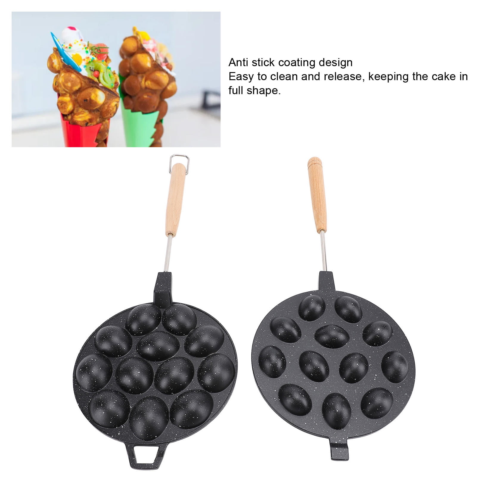 BIMZUC 12‑Hole Walnut Cookie & Egg Waffle Maker – Anti‑Stick Aluminum Alloy Oval Pan for Cakes, Pastries & Snacks – 6.3"x16.1"