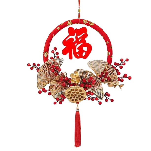 Corona de flores artificiales para Año Nuevo chino, corona para puerta de entrada, regalos de fiesta, Estilo B