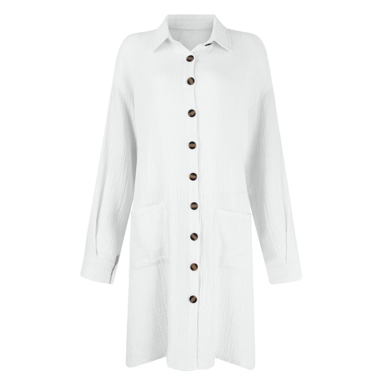 white long sleeve t shirt dress Convertible t-shirt dress for women in white with long sleeves  Gimaguas