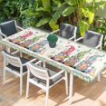thumbnail image 2 of Easter Table Cloths for 8 Foot Rectangle Tables, Funny Bunny Ear Gnomes Colorful Eggs Flowers Plaid Patio Waterproof Elastic Fitted Tablecloths, Washable Rectangular Table Cover for Camping, 2 of 8