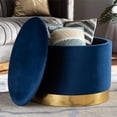 thumbnail image 6 of Bowery Hill Velvet Navy Blue Storage Ottoman Gold Finished Fully Assembled 23.62", 6 of 8