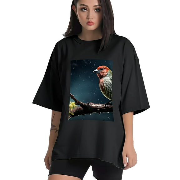 Plus Size Shirt for Women Black Tops for Women Short Sleeves Shirt for Women Red-Browed Bird 6 T Shirt Crewneck Shirt for Women XS