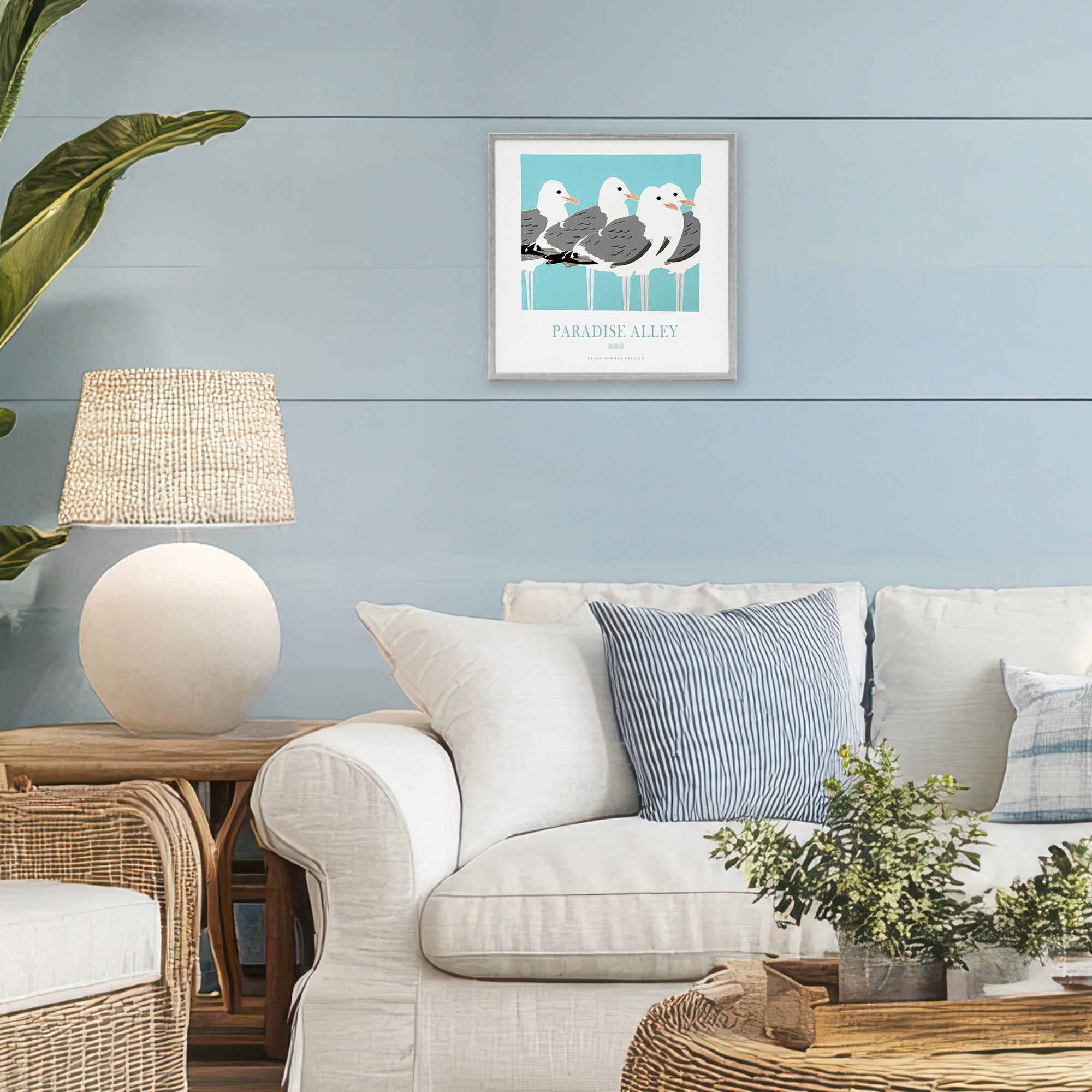 Stupell Industries Paradise Alley Seagull Gathering Gray Framed Giclee Art, design by Jadei Graphics