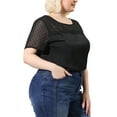 thumbnail image 4 of Agnes Orinda Women's Plus Size Tops Polka Dots Lace Panel Short Sleeve Plain Summer Blouses 4X Black, 4 of 8