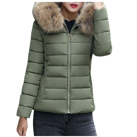 nsendm Womens Shirt Adult Female Clothes Hooded Jacket Women Warm Cotton  Coat Large Clothes Women's Padded Padded Collar Wool Slim Thick Cotton