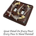 thumbnail image 4 of Urbalabs Western Six Shooter Rope Cowboy Silver Star Decorative Light Switch Outlet Wall Plate Covers Country Home Rustic Light Switch Covers Single Double 2 Gang Switch Plates (Double Switch), 4 of 7