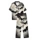 thumbnail image 5 of Pijama de manga corta con cuello vuelto para mujer, con bolsillos y estampado de Halloween, cintura elástica, de poliéster, 5 of 5
