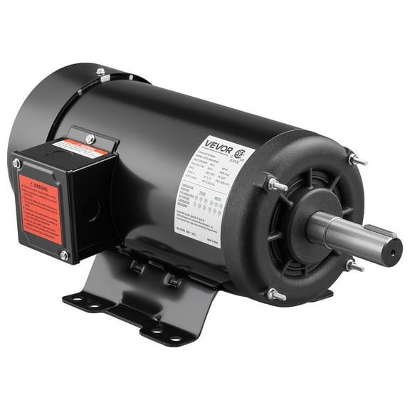 VEVOR 5 HP Electric Motor, 1725RPM Air Compressor Motor, CW/CCW Rotation, 1.125 inch Shaft Diameter, 2.75inch Shaft Length, 20.7N.m Torque, Three-Phase, TEFC Cooling, 230V/460V, 184T Frame