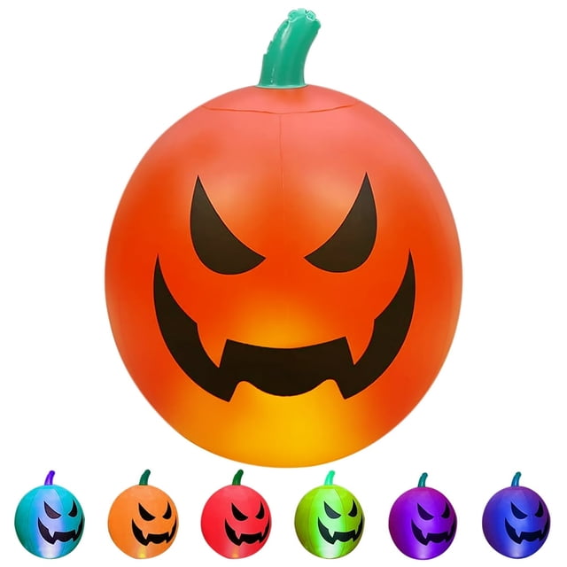 Halloween Inflatable Pumpkin Blow-Up Pumpkin Decoration Battery Operated Scary Pumpkin LED Light
