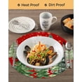 thumbnail image 3 of 13 Inch Round Placemats Set of 4, Red Christmas Tree Non Slip Heat Insulation PP Table Mats, Winter Watercolor Gold Snowflakes Washable Place Mats for Kitchen Dining Party Table Decor, 3 of 7