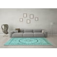 thumbnail image 3 of Ahgly Company Indoor Square Medallion Light Blue Traditional Area Rugs, 6' Square, 3 of 4