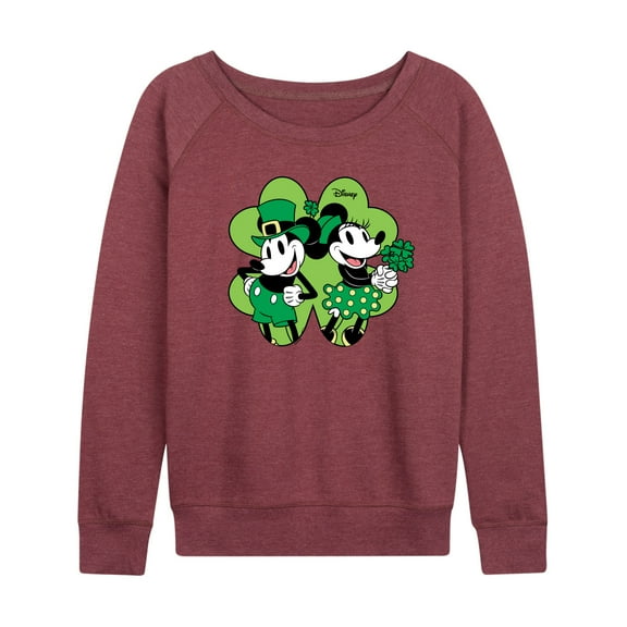 Disney - Mickey Minnie Shamrock - Women's Lightweight French Terry Long Sleeve Shirt
