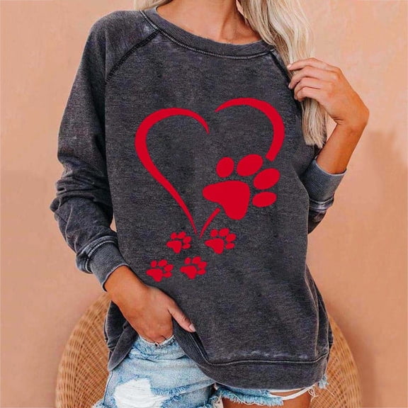 PNTUTB Womens Fashion Crew Neck Casual Hoodless Loose Long Sleeve Shirts Graphic Comfy Sweatshirts