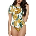 thumbnail image 2 of Goofa Yellow Tulips Printed Women Rash Guard Short Sleeve,Tummy control Swimsuit Surfing Swimsuit Bathing Suit One Piece Swimsuit UPF 50-X-Large, 2 of 9