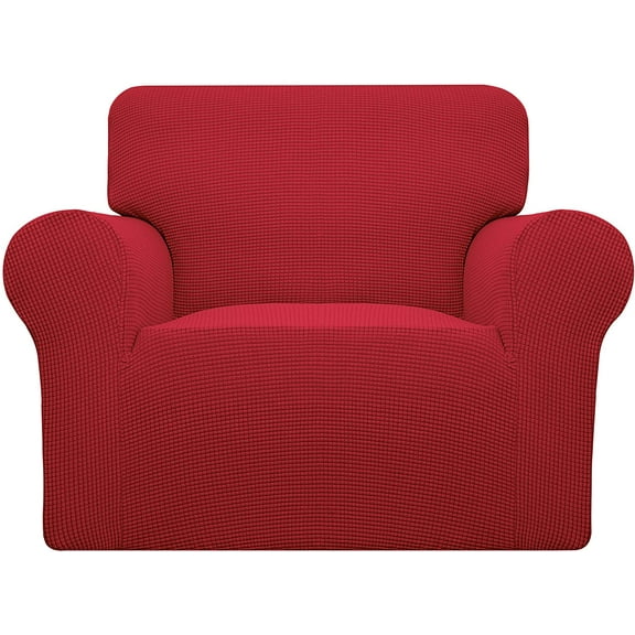 Stretch Oversized Chair Sofa Slipcover 1-Piece Couch Sofa Cover Furniture Protector Soft with Elastic Bottom for Kids Spandex Jacquard Fabric Small Checks Christmas Red
