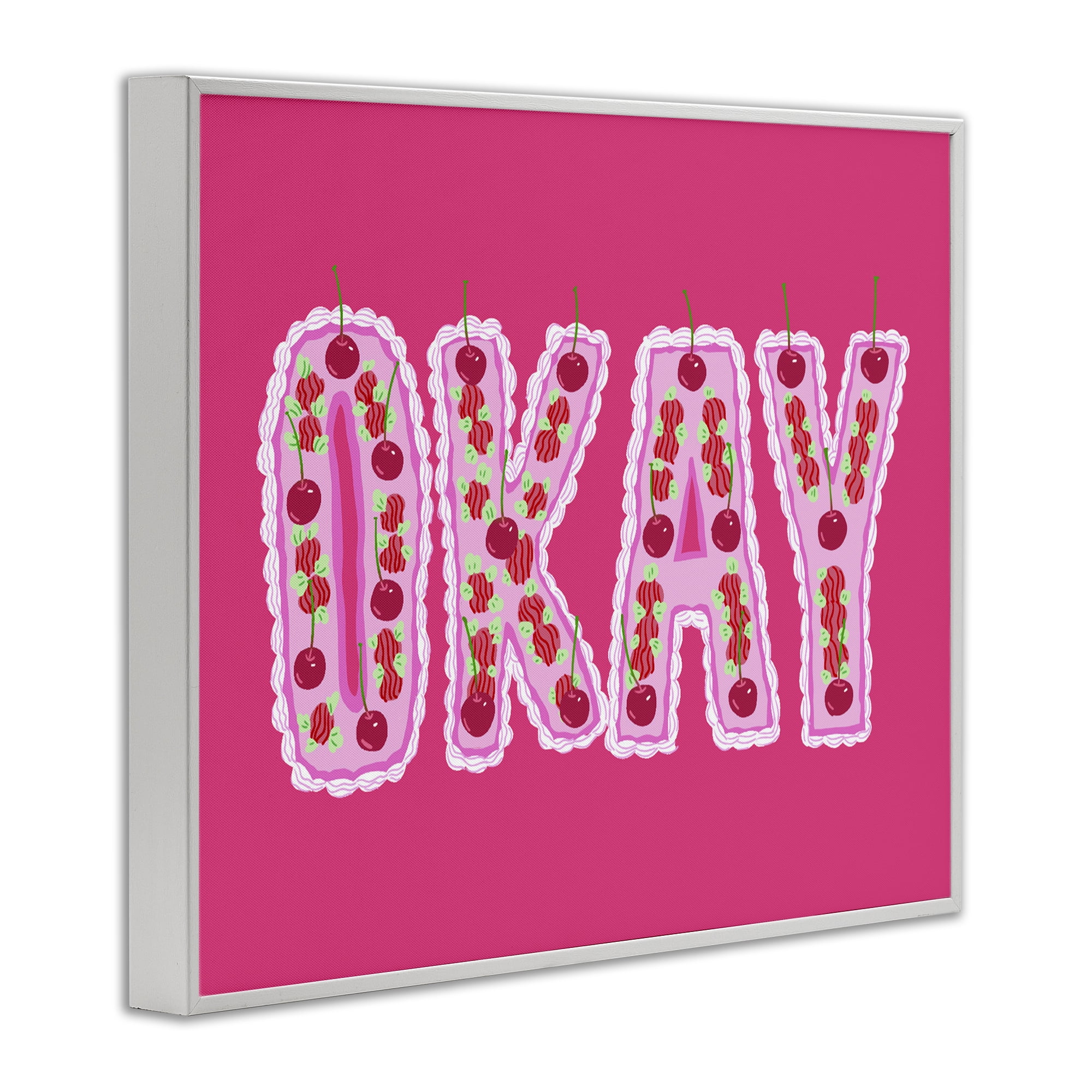 Stupell Industries Okay Cherry Cake White Framed Giclee Art, design by Ziwei Li