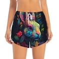 thumbnail image 2 of Horeoi Colorful Patterned Rabbit Print Women's Workout Shorts for Athletic Gym Running Shorts with Phone Pockets Women's Double Layer Sports Shorts Yoga Pants-Medium, 2 of 7