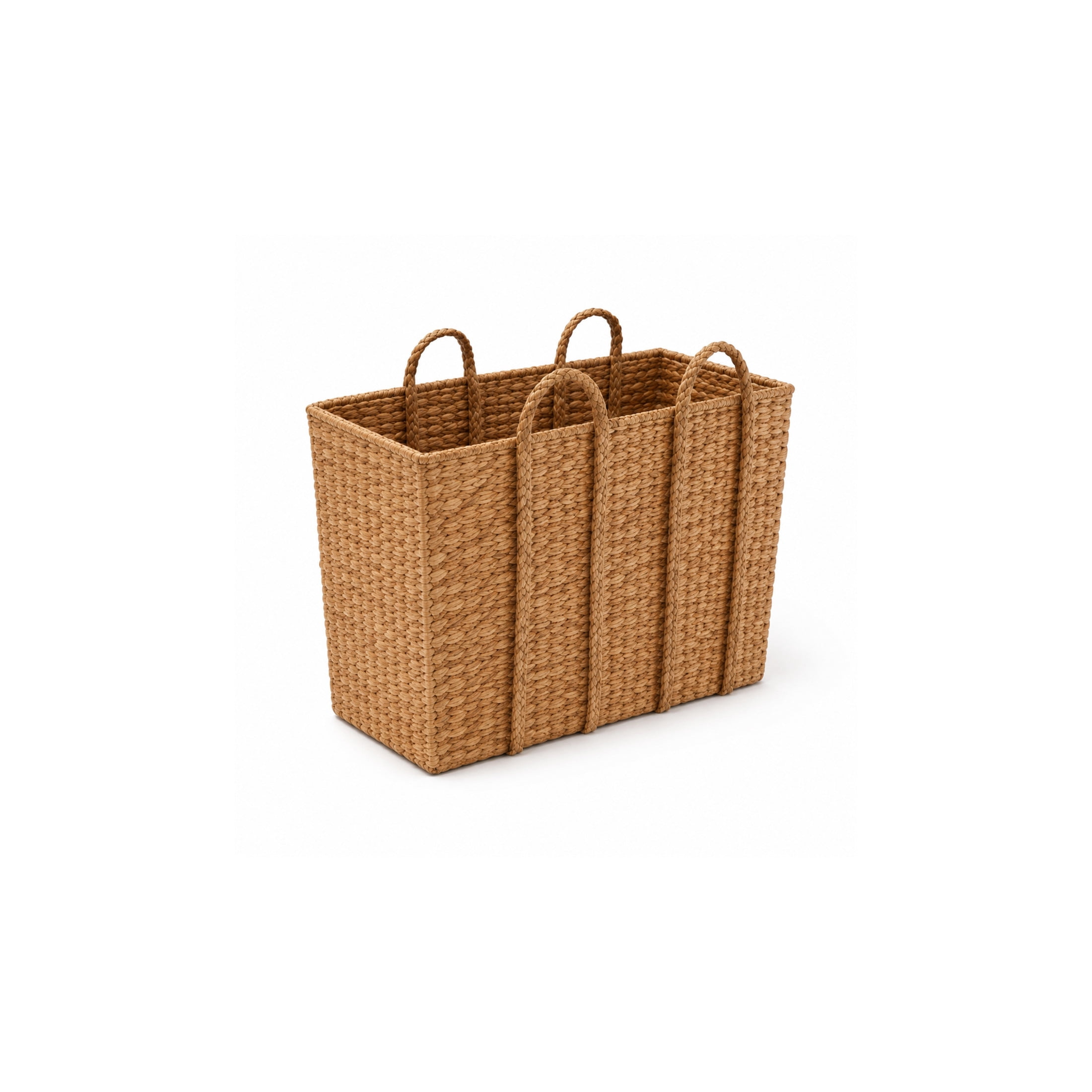 DecMode 28" x 24" Brown Seagrass Handmade Woven Storage Basket with Braided Handles, 1-Piece