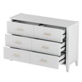 thumbnail image 3 of EUROCO 48" Longer 6 Drawer Dresser  Elegant Storage Cabinet with Metal Handle, Vertical Stripe Finish Drawer for Bedroom, White, 3 of 8