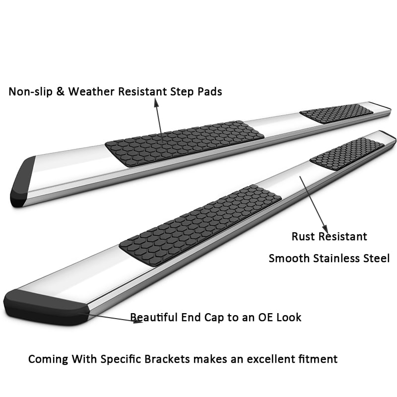Ikon Motorsports Running Boards Compatible With 2019-2025 Ram 1500 Quad OE Chrome 5in Side Step Nerf Bars