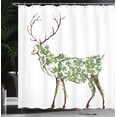 thumbnail image 3 of Ambesonne Antlers Shower Curtain, Garden Deer Celebration, 69"Wx84"L, Green Brown White, 3 of 4