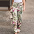 thumbnail image 2 of Pantalones de Cintura Alta Para Mujer Pantalones de Pierna Ancha Con Estampado Floral Elegante Con Estampado Vintage Odeerbi ODB-6, 2 of 5