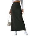 thumbnail image 2 of Falda Larga de Punto Informal con Abertura Lateral y Cintura Alta para Mujer, Cómoda y Ajustada. Negro L, 2 of 9