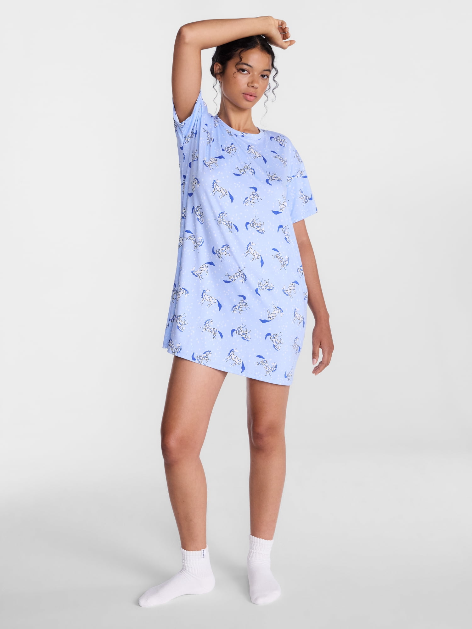 Joyspun Women's Essential Sleep Shirt with Short Sleeves, Sizes S-3X
