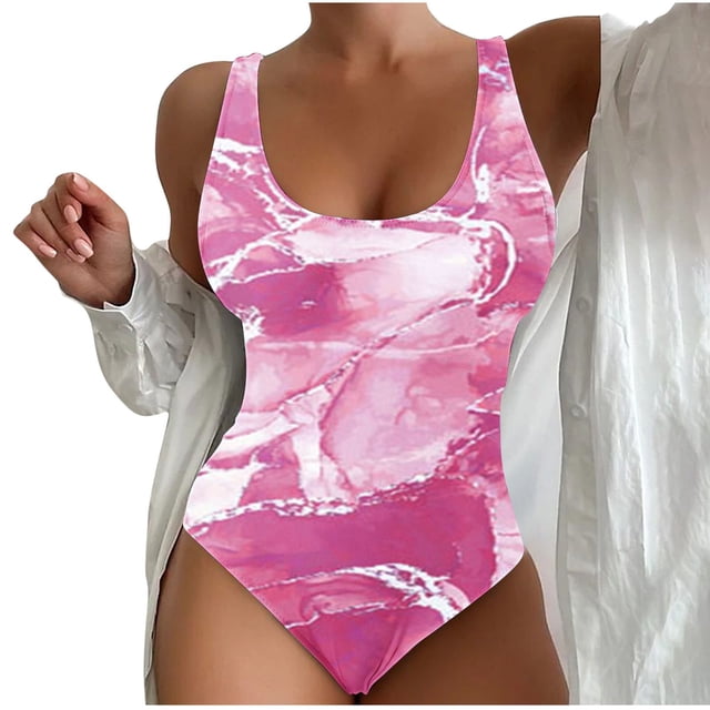 Hauts de Bikini pour Femmes Imprimés Taille Haute Shorts de Bain Ensemble de Maillot 1 Pce