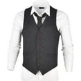 thumbnail image 2 of GFDYREE Men's Slim Fit Herringbone Tweed Suits Vest Premium Wool Blend Waistcoat, 2 of 7