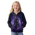 thumbnail image 2 of FKELYI Purple Bohemian Floral Cat Print Zipper Front Hoodies for Kids Long Sleeve Sweatshirt Fleece Jacket with Pockets Fall Top Winter Clothes for Boys Girls, S, 2 of 6