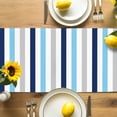 thumbnail image 4 of Burlap Table Runner 90 Inches Long, Blue Gradient Stripes Geometric Non-Slip Kitchen Table Runners for Dining Room Everyday Use Party Table Decorations Minimalistic Line, 4 of 9