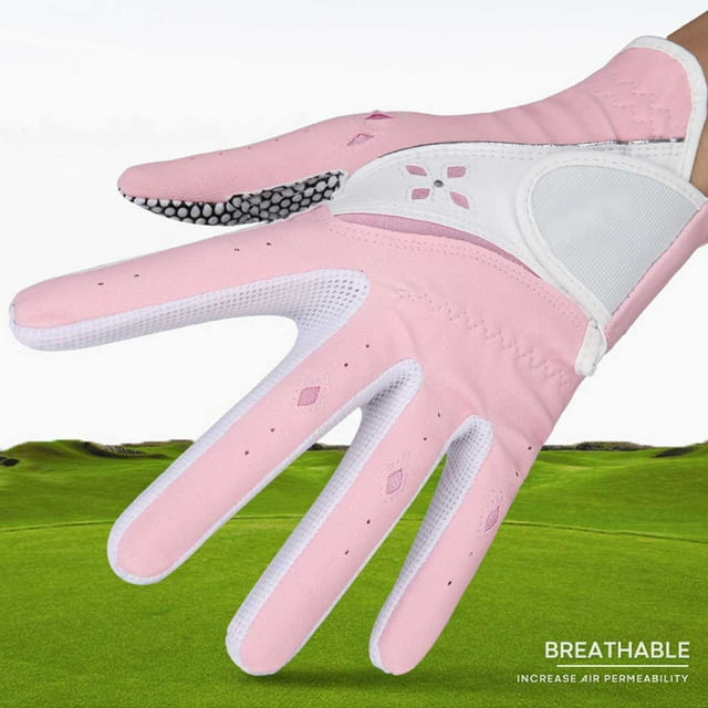 Gants de Golf pour Femmes en Cuir Antidérapants Respirants pour la Maison, Entraînement Physique, Sports de Plein Air, Rouges Taille 18