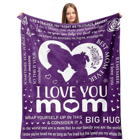 Gifts for Mom, Mom Birthday Gifts, Mom Gifts, Birthday Gift for Mom, Gifts for Moms from Daughter/Son, Mama Mother Birthday Gifts, Best Mom Gift, Mothers Day/Valentines Day Mom Blanket 60”x50”