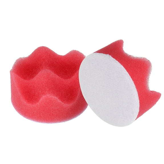 Uxcell 2pcs Buffing Sponge Pads 2" Polishing Wheel Waffle Finishing Grip Pad Car Buffer Polisher with Hook and Loop Back for Car Detailing Polishing Waxing, Red