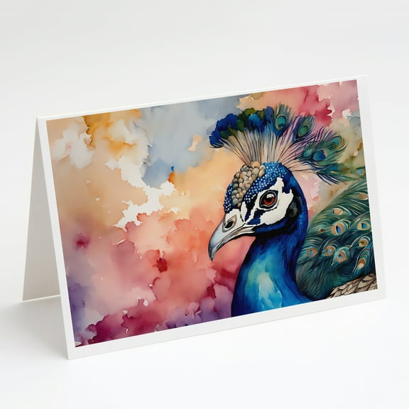 Peacock Greeting Cards Pack of 8 7 in x 5 in