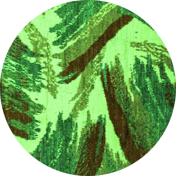 Ahgly Company Indoor Round Abstract Green Modern Area Rugs, 3' Round
