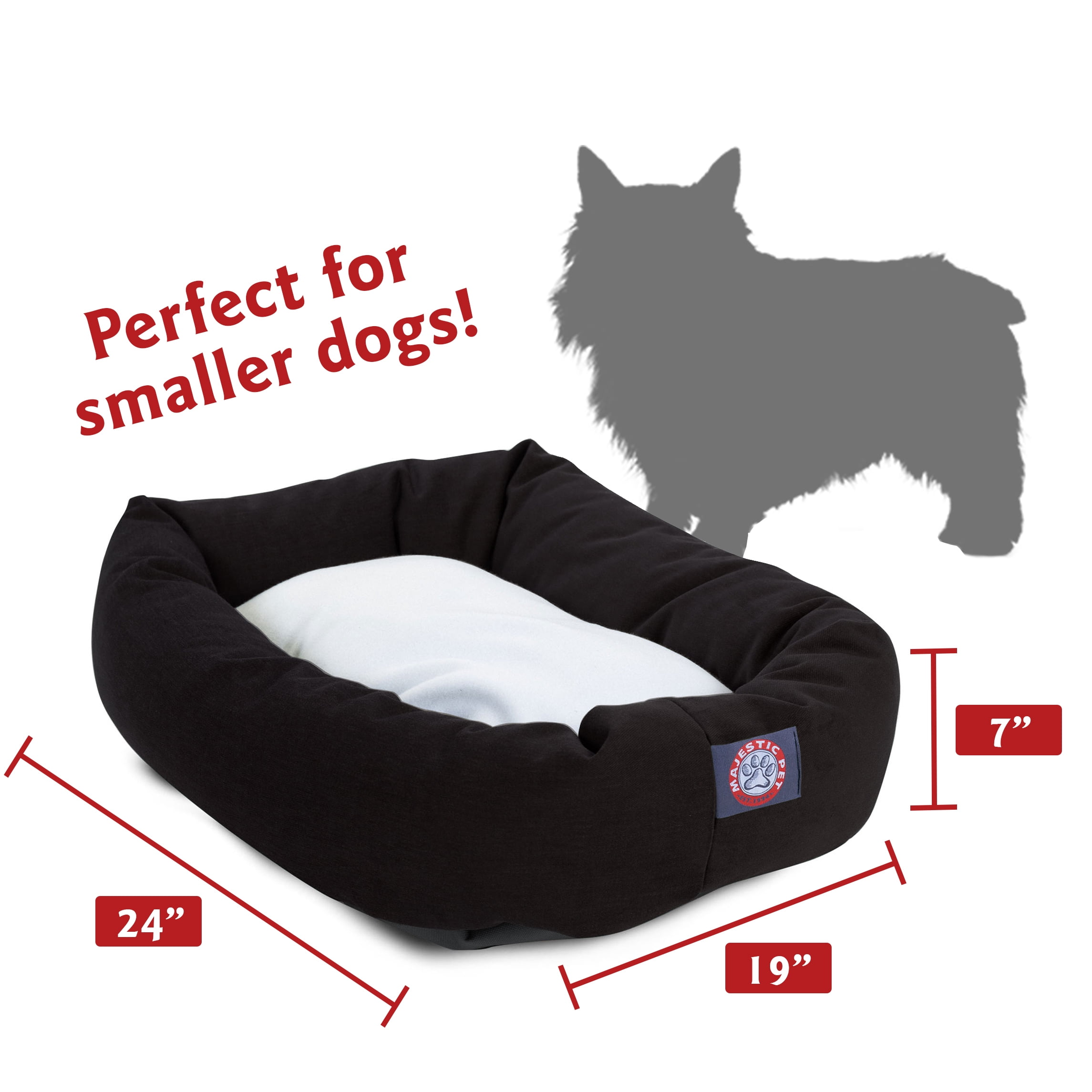 Majestic Pet Sherpa Poly/Cotton Bagel Pet Bed for Dogs, Calming Dog Bed Washable, Small, Black