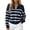 Navy, variant on Womens Quarter Zip Striped Sweater Oversized Turtleneck Pullover Top V Neck Kintted Preppy Sweater Tops (Khaki L)