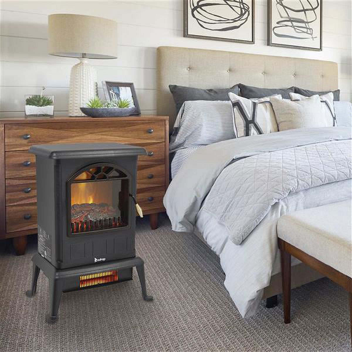 Electric Fireplace Heater,22.4" Freestanding Portable Infrared Fireplace Heater Stove with 3-Sides Realistic Flame for Indoor Use, Overheating and Tip-Over Safety,1000W/1500W