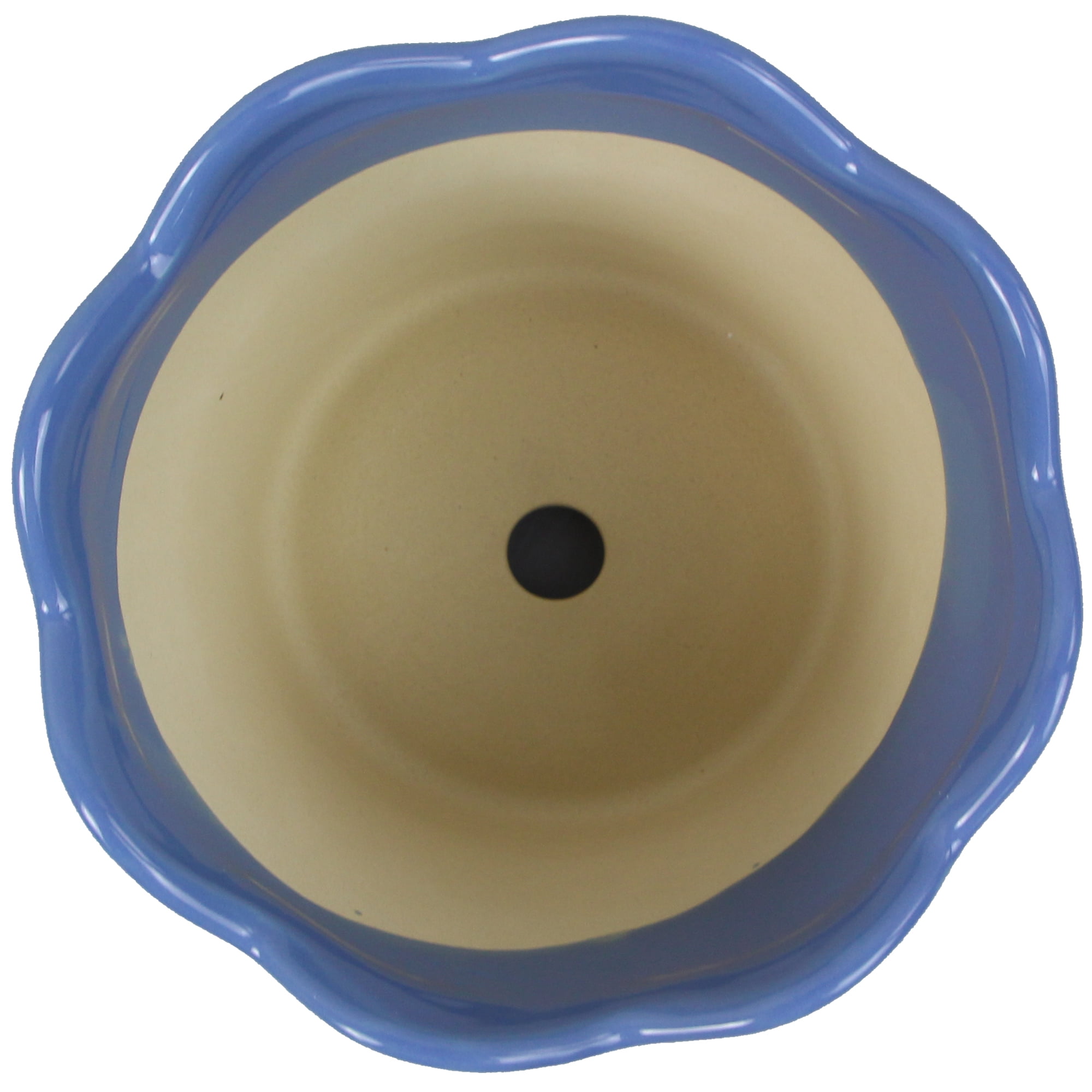 Mainstays Small 6in Diameter Round Blue Scallop Ceramic Planter