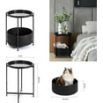 thumbnail image 3 of Small Side Table, Black Round End Table with Storage Basket, Metal Night Stand with Removable Tray, Small Bedside Table for Living Room, Bedroom, Nursery (Black), 3 of 7