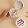 thumbnail image 5 of Yiaed America Flags2 Print Travel Jewelry Case Bridesmaid Gift Boxes Jewelry Travel Organizer Small Round Jewelry Box Mini Storage-White, 5 of 7