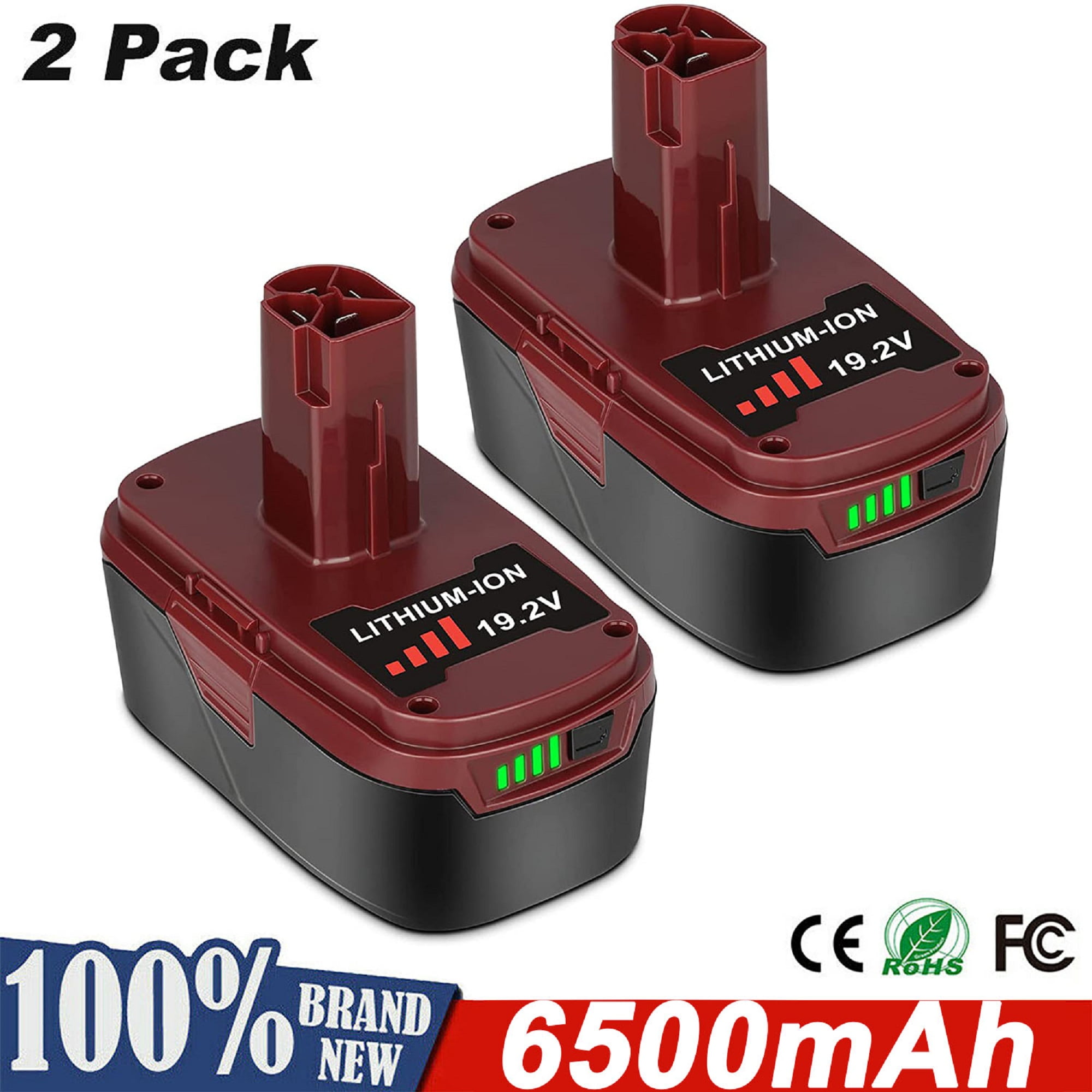 2 Packs 6.0Ah 19.2V C3 Replace for Craftsman 19.2 Volt Lithium-ion Battery XCP DieHard 315.115410 315.11485 130279005 1323903 120235021 11375 11376 Cordless Battery 