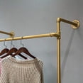 thumbnail image 4 of WGX Design For You Industrial Pipe Clothing Rack Wood Garment Rack Pipeline Vintage Rolling Rack On Wall?Gold?, 4 of 5