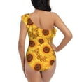 thumbnail image 5 of Goofa Yellow Leopard Print Sunflower Pattern Women's One Piece Swimsuits Tummy Control Bathing Suits Asymmetric One Shoulder Swimwear-Medium, 5 of 6