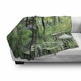 thumbnail image 3 of Peace Garden Soft Flannel Fleece Throw Blanket, Green Landscape in South China Palm Trees and Bushes Growth Nature, Cozy Plush for Indoor and Outdoor Use, 60" x 80", Green Grey Brown, by Ambesonne, 3 of 6