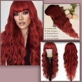 thumbnail image 2 of 26 Inch Red Curly Wig, Synthetic Fiber, for Women, European Style, Party Daily Wear, 2 of 6