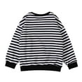 thumbnail image 4 of GYRATEDREAM Girls Striped Crewneck Sweatshirt Kids Cotton Long Sleeve Oversized Fashion Pullover Tops Children Fall Winter Clothes Black for 6-14Y, 4 of 8